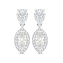 Sterling Silver 925 Earring Rhodium Plated Embedded With Yellow Diamond And White Zircon