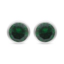 Sterling Silver 925 Earring Rhodium Plated Embedded With Emerald Zircon And White Zircon