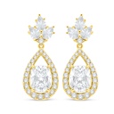 Sterling Silver 925 Earring Golden Plated Embedded With Yellow Diamond And White Zircon