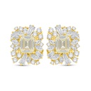 Sterling Silver 925 Earring Golden Plated Embedded With Yellow Diamond And White Zircon