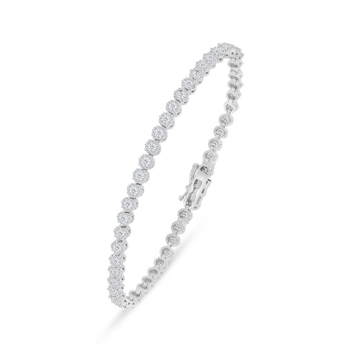 [BRC01WCZ00000B139] Sterling Silver 925 Bracelet Rhodium Plated Embedded With White Zircon 