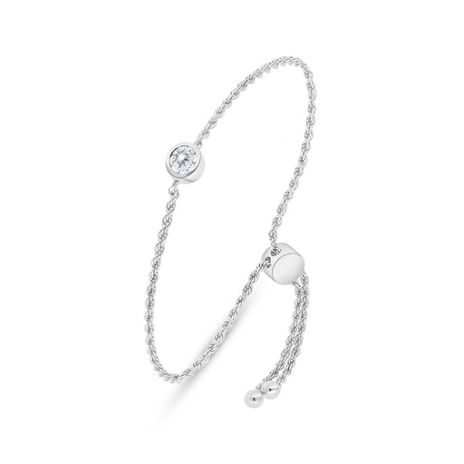 [BRC01WCZ00000B140] Sterling Silver 925 Bracelet Rhodium Plated Embedded With White Zircon