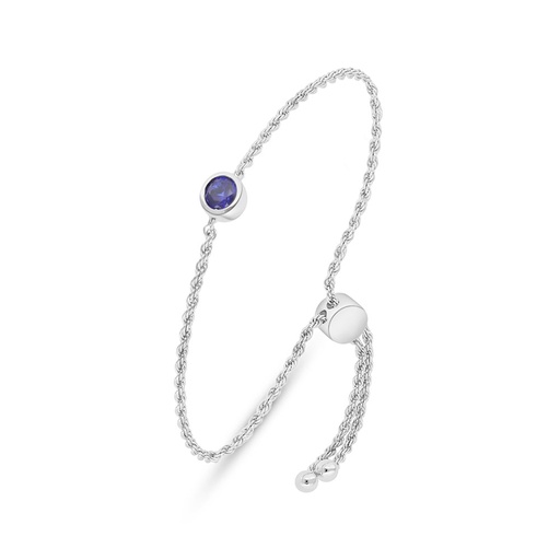 [BRC01SAP00000B140] Sterling Silver 925 Bracelet Rhodium Plated Embedded With Sapphire Corundum 