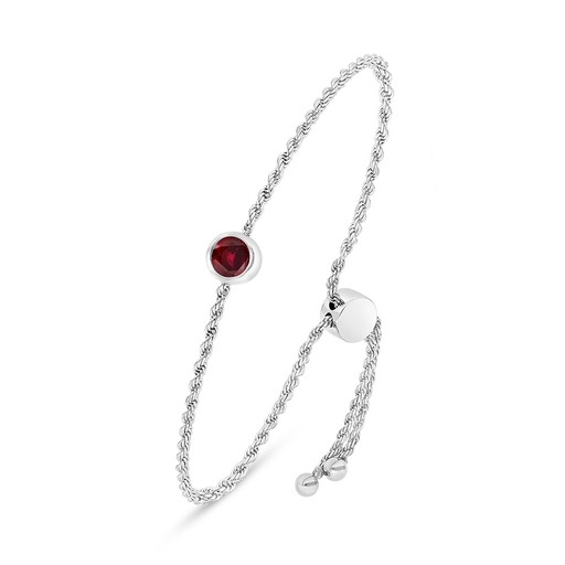 [BRC01RUB00000B140] Sterling Silver 925 Bracelet Rhodium Plated Embedded With Ruby Corundum 