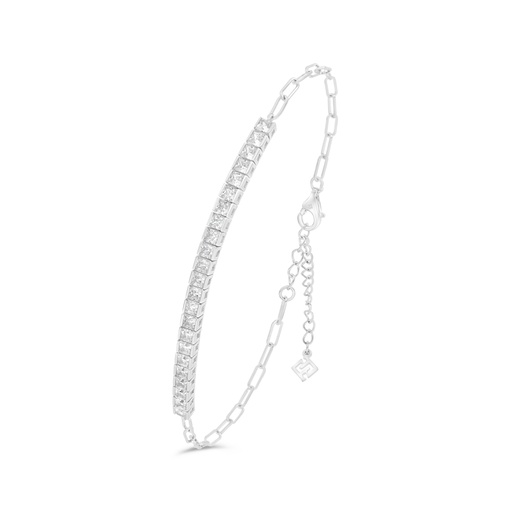 [BRC01WCZ00000B153] Sterling Silver 925 Bracelet Rhodium Plated Embedded With White Zircon