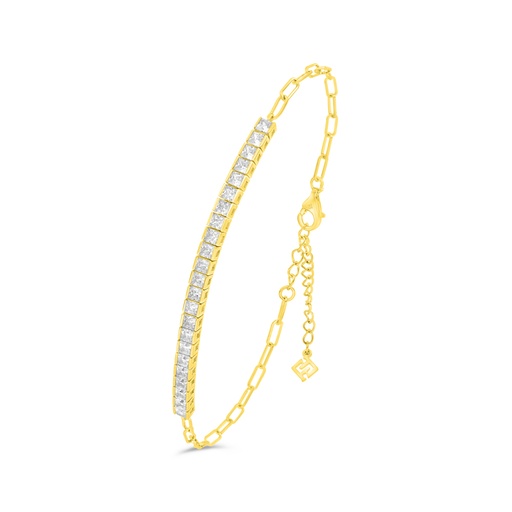 [BRC02WCZ00000B153] Sterling Silver 925 Bracelet Golden Plated Embedded With White Zircon