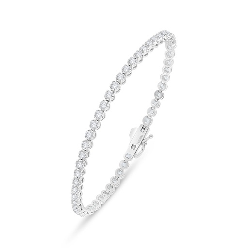 [BRC01WCZ00000B160] Sterling Silver 925 Bracelet Rhodium Plated Embedded With White Zircon 