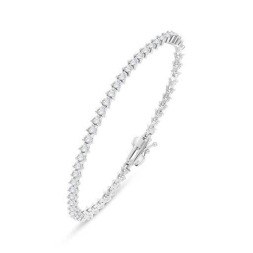 [BRC01WCZ00000B162] Sterling Silver 925 Bracelet Rhodium Plated Embedded With White Zircon 