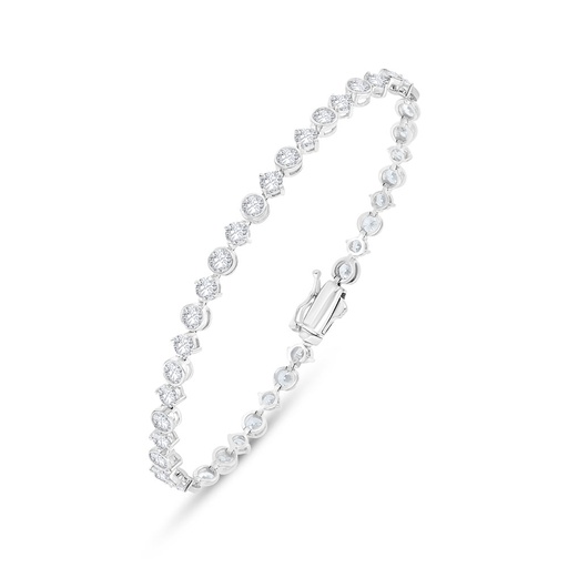 [BRC01WCZ00000B164] Sterling Silver 925 Bracelet Rhodium Plated Embedded With White Zircon 