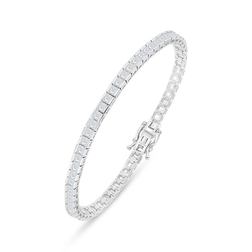 [BRC01WCZ00000B165] Sterling Silver 925 Bracelet Rhodium Plated Embedded With White Zircon 