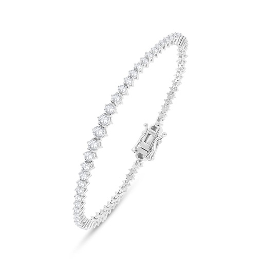 [BRC01WCZ00000B167] Sterling Silver 925 Bracelet Rhodium Plated Embedded With White Zircon