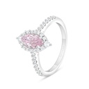 Sterling Silver 925 Ring Rhodium Plated Embedded With pink Zircon And White Zircon