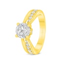 Sterling Silver 925 Ring Golden Plated Embedded With White Zircon