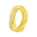 Sterling Silver 925 Ring Golden Plated Embedded With White Zircon