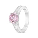 Sterling Silver 925 Ring Rhodium Plated Embedded With Pink Zircon And White Zircon