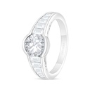 Sterling Silver 925 Ring Rhodium Plated Embedded With White Zircon