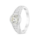 Sterling Silver 925 Ring Rhodium Plated Embedded With Yellow Diamond And White Zircon