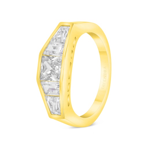 Sterling Silver 925 Ring Golden Plated Embedded With White Zircon