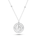 Sterling Silver 925 Necklace Rhodium Plated Embedded With White Zircon