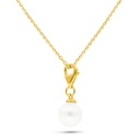 Sterling Silver 925 Necklace Golden Plated Embedded With Fresh Water Pearl