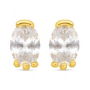 Sterling Silver 925 Earring Golden Plated Embedded With White Zircon