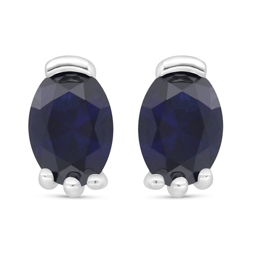 [EAR01SAP00000C576] Sterling Silver 925 Earring Rhodium Plated Embedded With Sapphire Corundum 