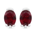 Sterling Silver 925 Earring Rhodium Plated Embedded With Ruby Corundum 