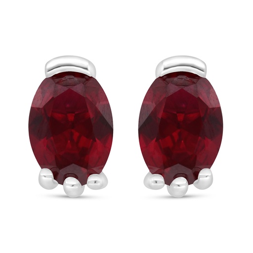 [EAR01RUB00000C576] Sterling Silver 925 Earring Rhodium Plated Embedded With Ruby Corundum 