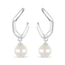 Sterling Silver 925 Earring Rhodium Plated Embedded With Fresh Water Pearl