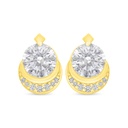 Sterling Silver 925 Earring Golden Plated Embedded With White Zircon