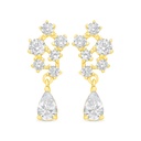 Sterling Silver 925 Earring Golden Plated Embedded With White Zircon