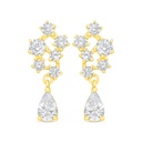 Sterling Silver 925 Earring Golden Plated Embedded With White Zircon