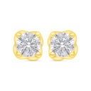 Sterling Silver 925 Earring Golden Plated Embedded With White Zircon