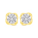 Sterling Silver 925 Earring Golden Plated Embedded With White Zircon