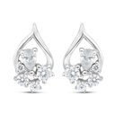 Sterling Silver 925 Earring Rhodium Plated Embedded With White Zircon