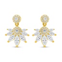 Sterling Silver 925 Earring Golden Plated Embedded With White Zircon