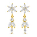 Sterling Silver 925 Earring Golden Plated Embedded With White Zircon