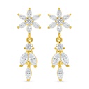 Sterling Silver 925 Earring Golden Plated Embedded With White Zircon