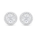 Sterling Silver 925 Earring Rhodium Plated Embedded With White Zircon