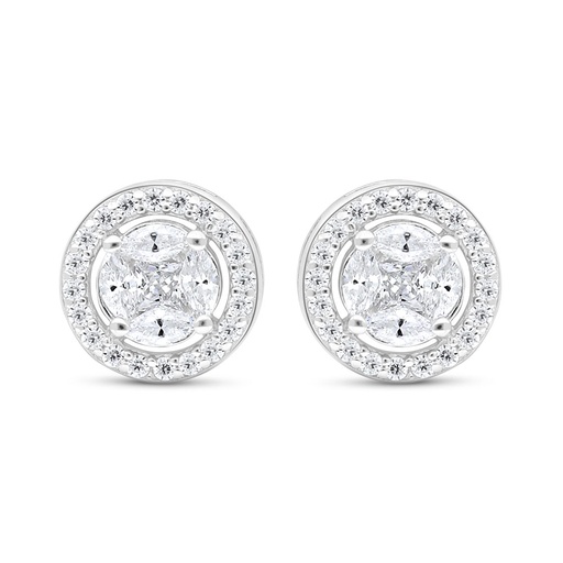 [EAR01WCZ00000C629] Sterling Silver 925 Earring Rhodium Plated Embedded With White Zircon