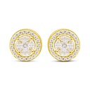 Sterling Silver 925 Earring Golden Plated Embedded With White Zircon