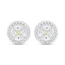 Sterling Silver 925 Earring Rhodium Plated Embedded With Yellow Diamond And White Zircon