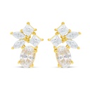 Sterling Silver 925 Earring Golden Plated Embedded With White Zircon