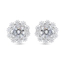 Sterling Silver 925 Earring Rhodium Plated Embedded With White Zircon