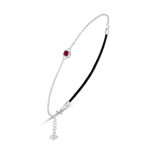 [BRC01RUB00000B193] Sterling Silver 925 Bracelet Rhodium Plated Embedded With Ruby Corundum 