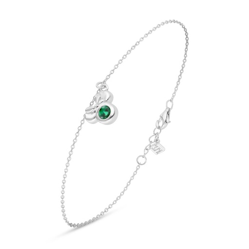 [BRC01EMR00000B199] Sterling Silver 925 Bracelet Rhodium Plated Embedded With Emerald Zircon 