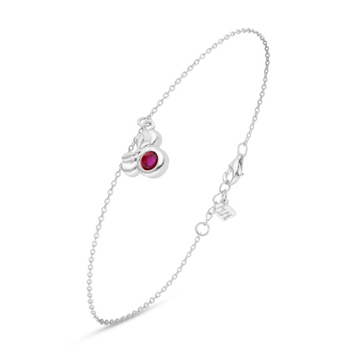 [BRC01RUB00000B199] Sterling Silver 925 Bracelet Rhodium Plated Embedded With Ruby Corundum 