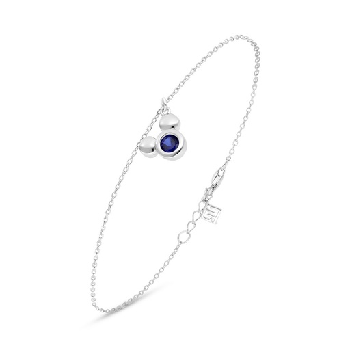 [BRC01SAP00000B200] Sterling Silver 925 Bracelet Rhodium Plated Embedded With Sapphire Corundum 