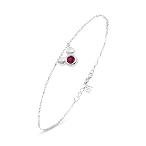 [BRC01RUB00000B200] Sterling Silver 925 Bracelet Rhodium Plated Embedded With Ruby Corundum 