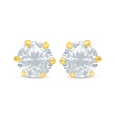 Sterling Silver 925 Earring Golden Plated Embedded With White Zircon